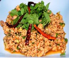 Thai Spicy Minced Chicken Salad (Larb Gai)
